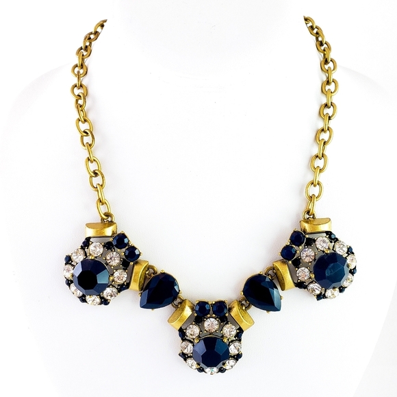 J. Crew Jewelry - J. Crew Necklace Dark Blue + Brilliant Rhinestones